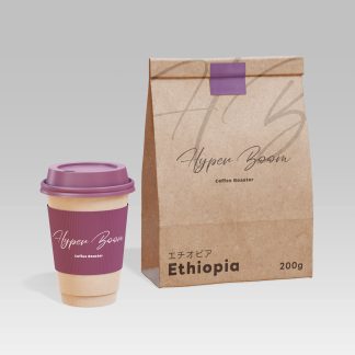Ethiopian Coffee Coffee cup and bag packaging